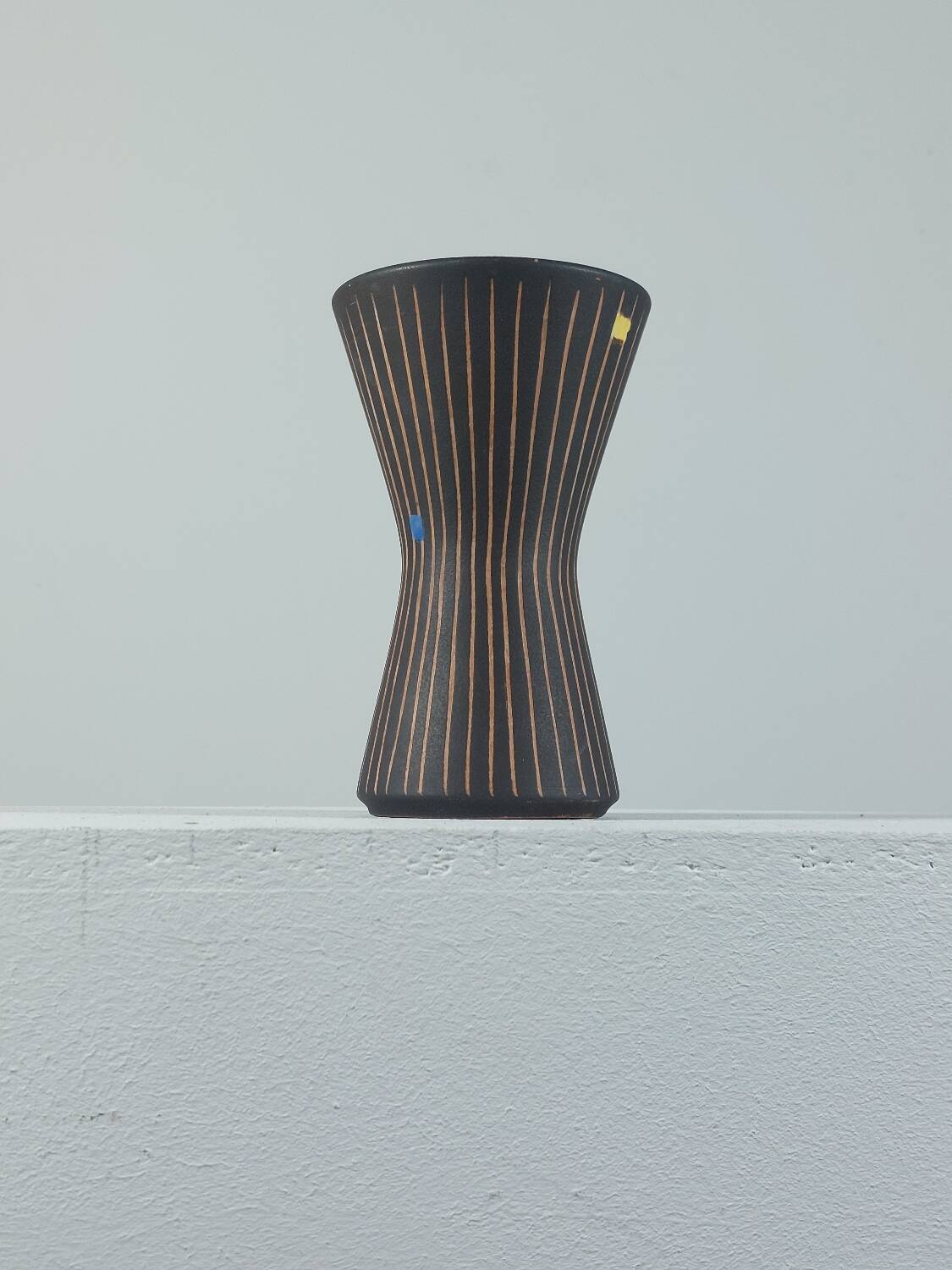 Vintage 1950s studio ceramic vase with sgraffito by Steuler.