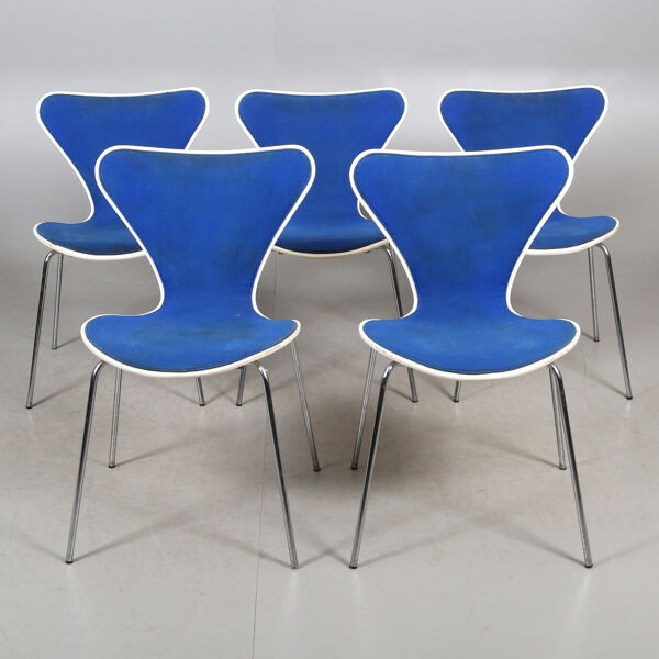 5 chaise bleue « Butterfly » d'Arne Jacobsen, Series 7