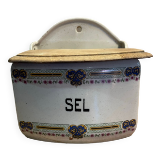 Ancienne boîte à sel française en céramique
