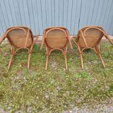 3 chaises de bistrot anciennes avec cannage