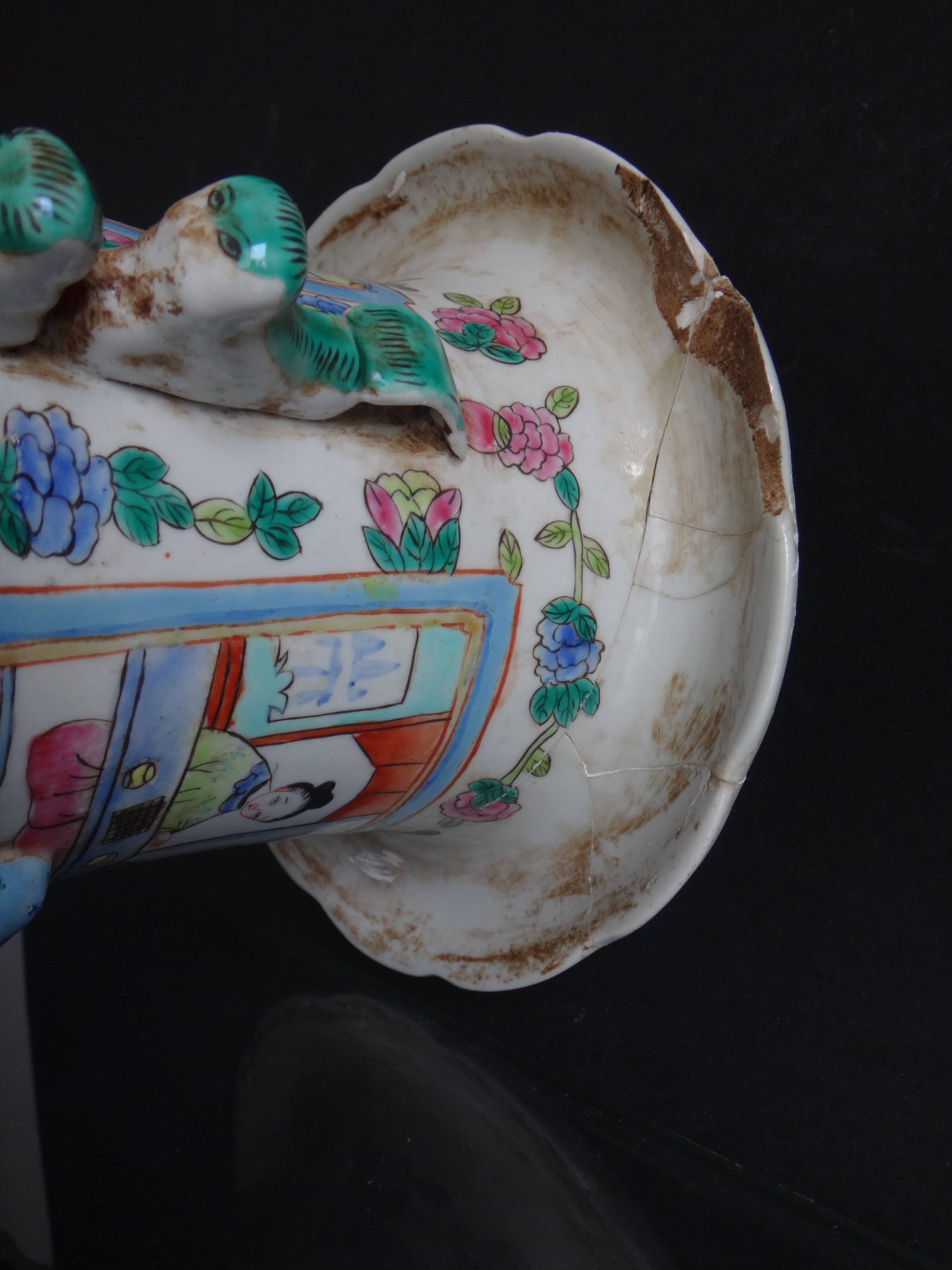 Chinese vase pink family 46cm porcelain China kangxi brand 19th