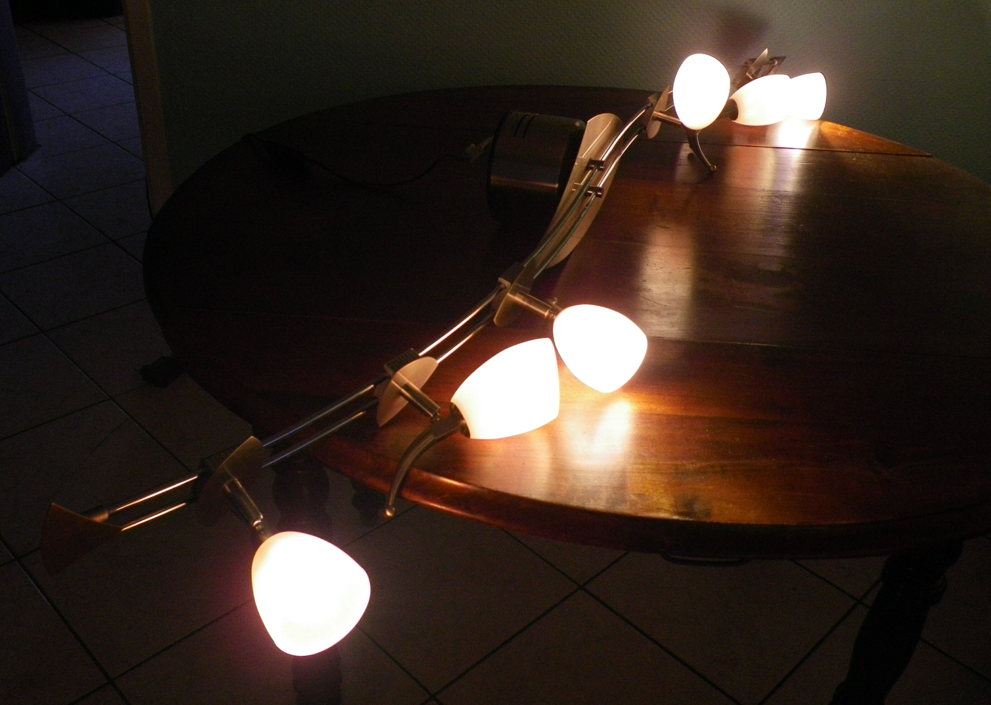 "Paulmann" 1m40 design hanging 6 lights anodized aluminium - 70s