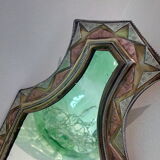 Oriental style brass and copper mirror 35x18cm