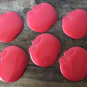6 dessous de verre rouge vintage
