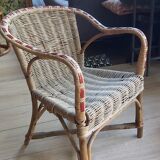 Rattan armchair and wicker child