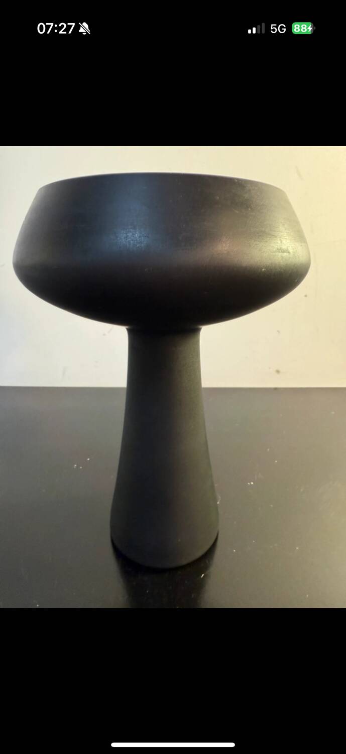 Moretti Italia Murano black lacquered metal footed bowl - vintage design