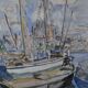 French School of the 20th Century, Sailboats in the Port of La Palma, Watercolour