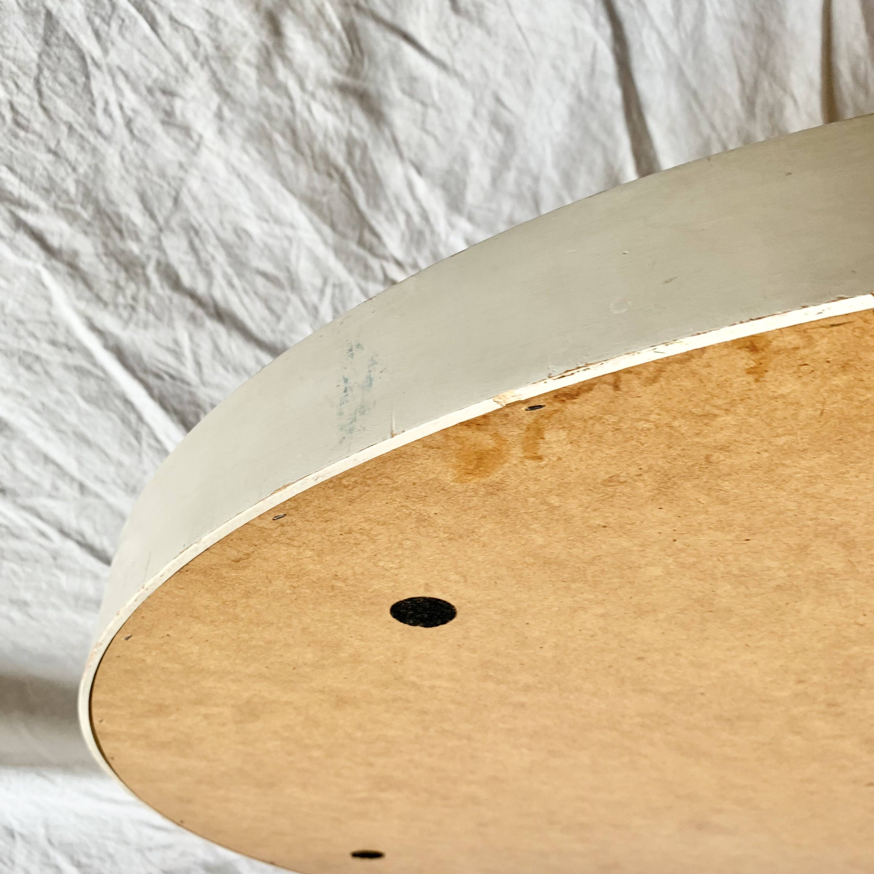 Vintage round mirror in white painted wood in one piece - 68 cm