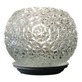 Lampe à poser en verre dit pointe de diamant vintage 1960.