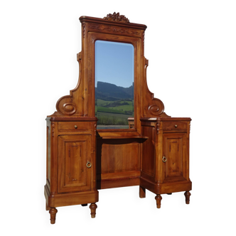 Dressing table with storage, in solid walnut