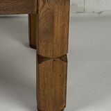 Brutalist square oak side or coffee table, Dutch 1960s