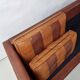 Vintage striped brown orange leather sofa (210 cm x 88 cm)