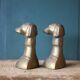 Vintage brass dog head bookends, brass greyhound animals, paperweight, library, office