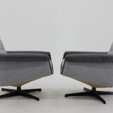 1970's Pair of Vintage Swivel Armchairs, Czechoslovakia