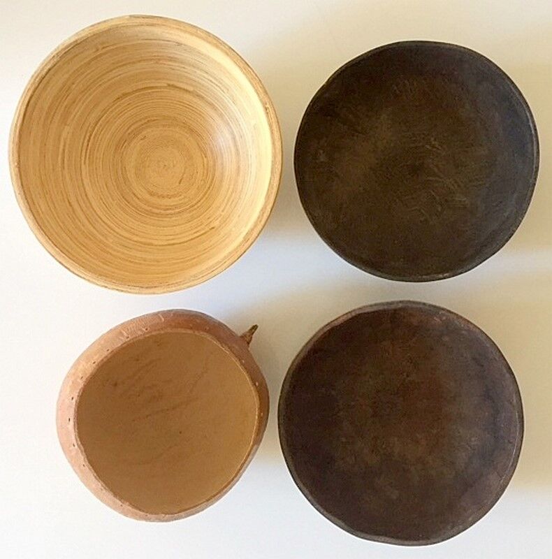 4 natural wooden bowls