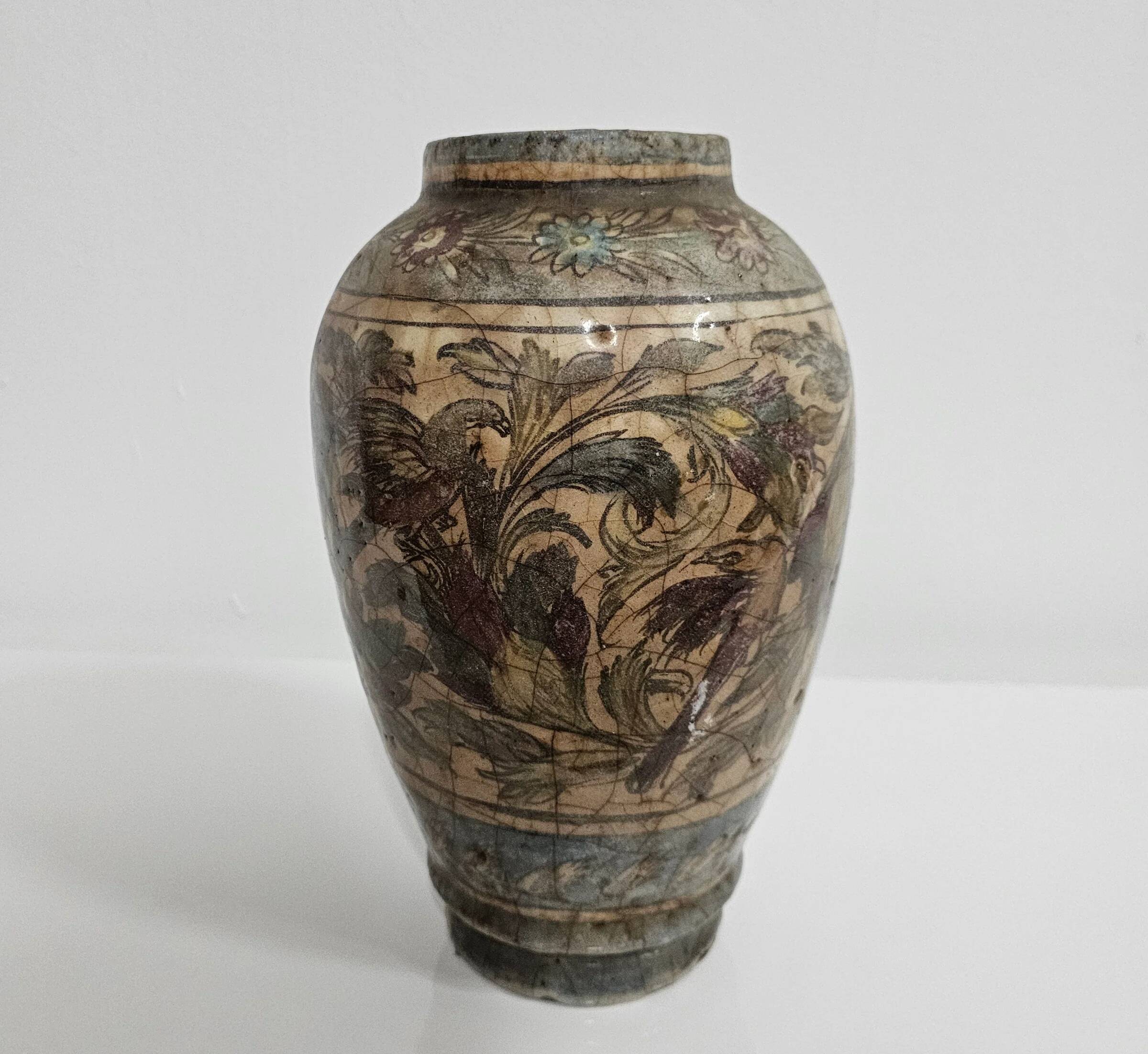 Early 20th century Persian Qajar dynasty pottery vases / bowl / bottle / 1900s