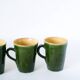 Set of 4 green mugs in glazed stoneware, ceramic, 1970