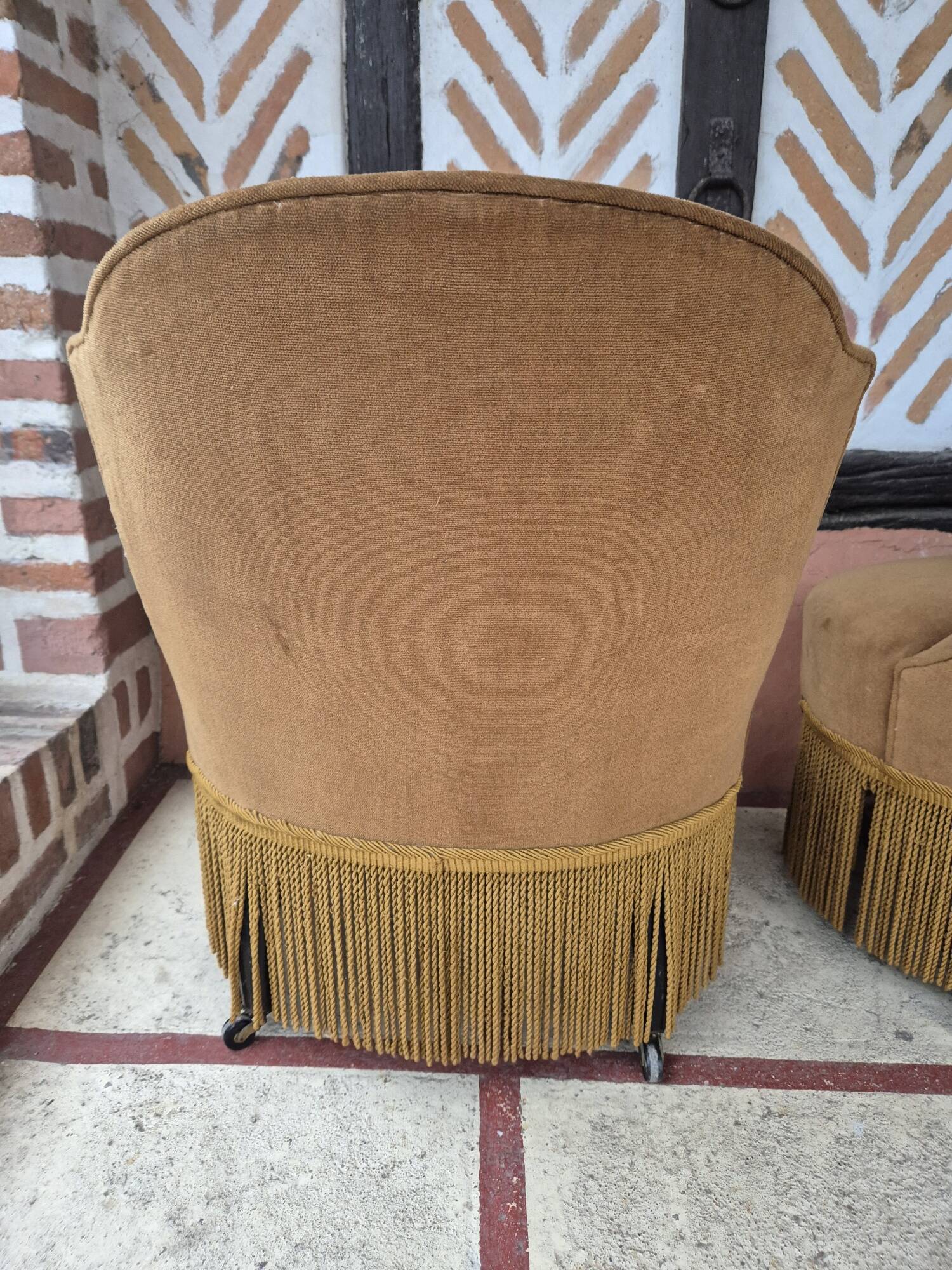 Pair of Napoleon III toad armchairs