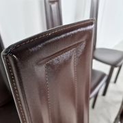 Vintage brown leather dining chairs, set of 6, 1980s