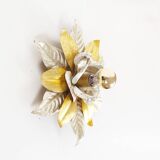 Wonderful gilded florentine flush mount lights, Italy 1970's