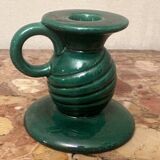 Saint-Clément green ceramic candlestick, 1950s