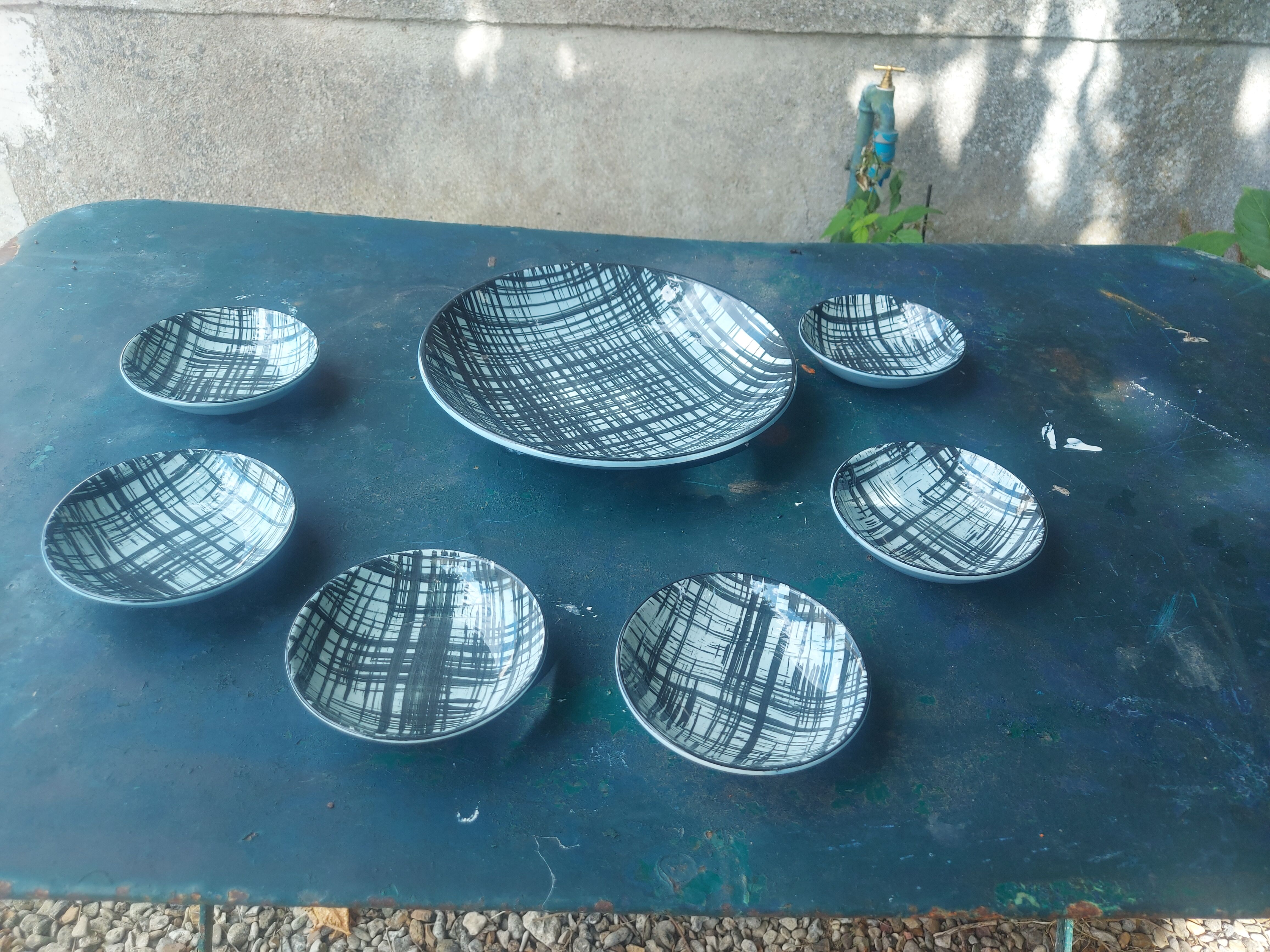 vintage ceramic couppelles and dish , Pornic