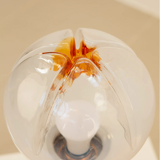 Lampe italienne avec sa tête en verre opaque & caramel 70's