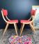 Pair of vintage solid wood and leatherette chairs from the 60s