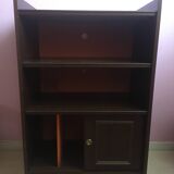 Vintage furniture, bookcase, TV or hi-fi system, sliding door with wheels