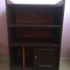 Vintage furniture, bookcase, TV or hi-fi system, sliding door with wheels