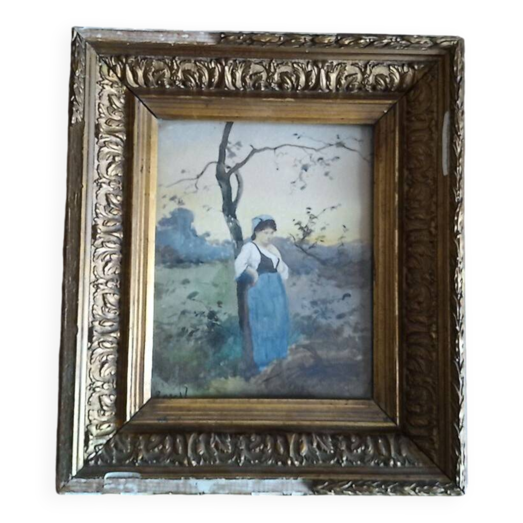 Paul Rossert (1851-1918) - aquarelle - 23 x 18 cm - paysanne après la faute