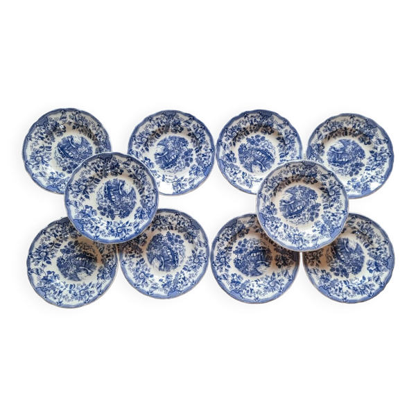 10 assiettes creuses, terre de fer, Italie