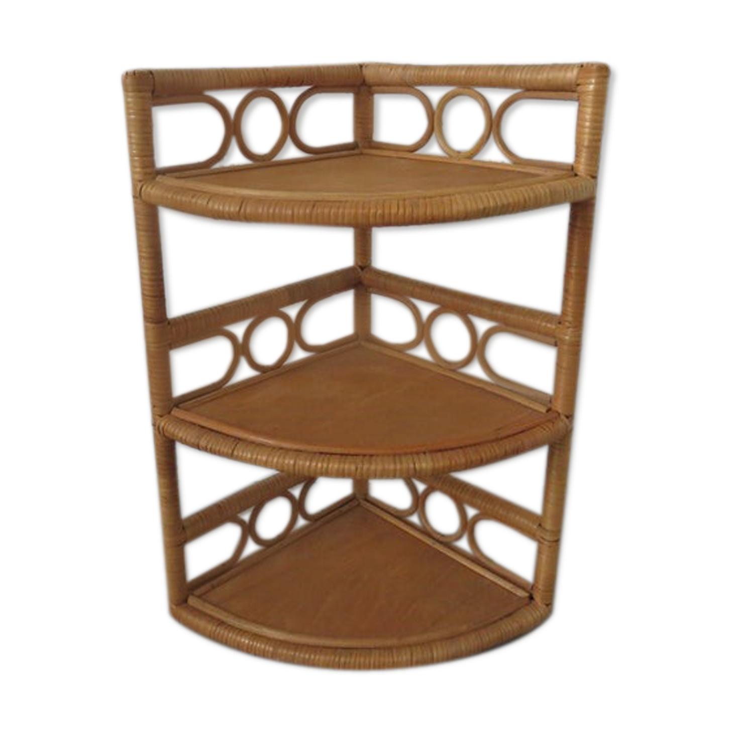 Wall angle shelf in rattan 60s 70s