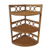 Etagère d'angle murale en rotin années 60 70