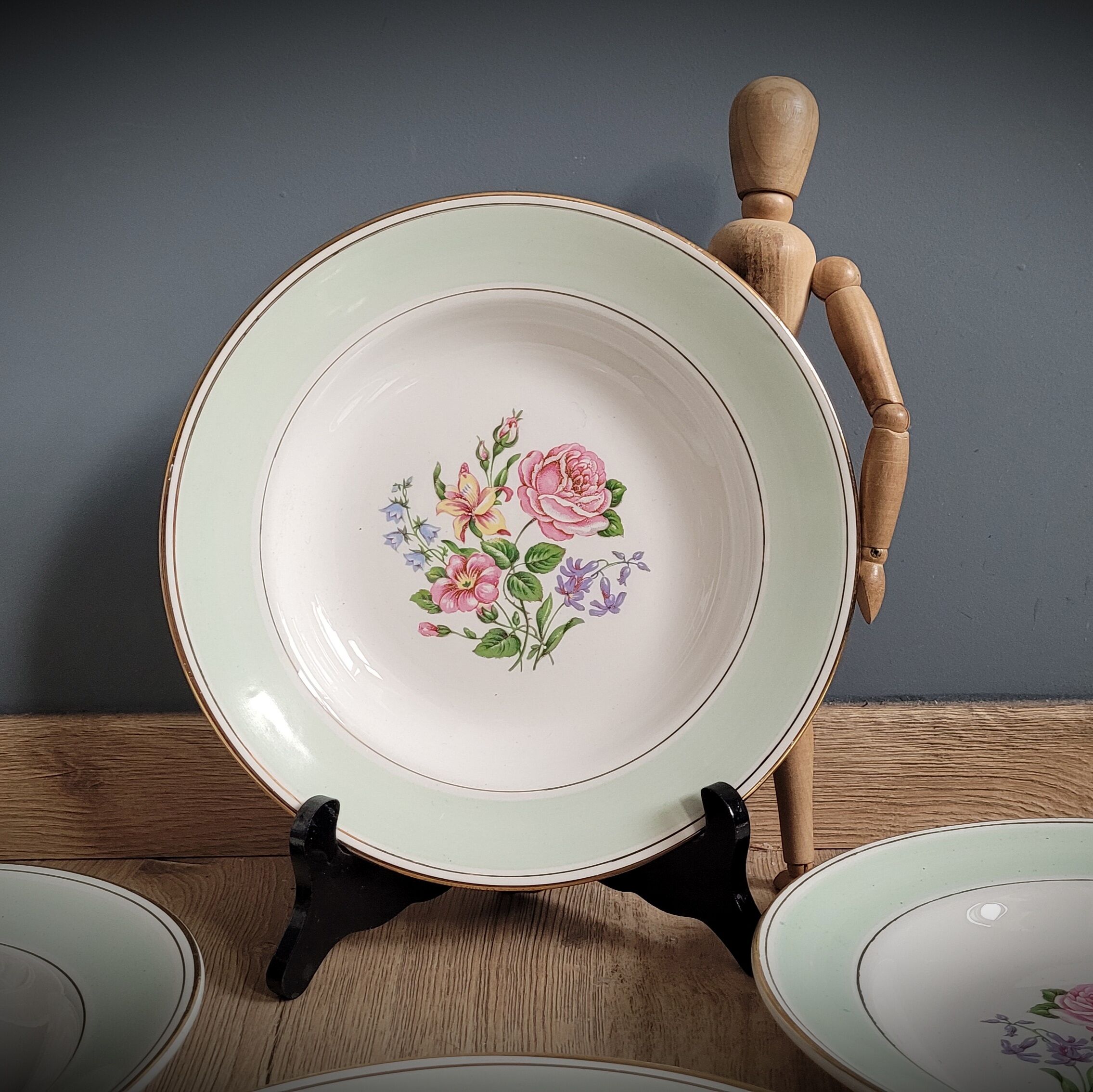 Set 6 plates Amandinoise fleuries