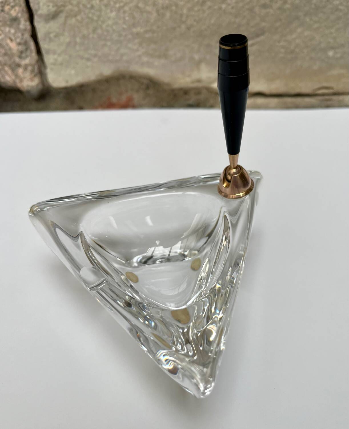 Crystal ashtray/pen holder signed DAUM