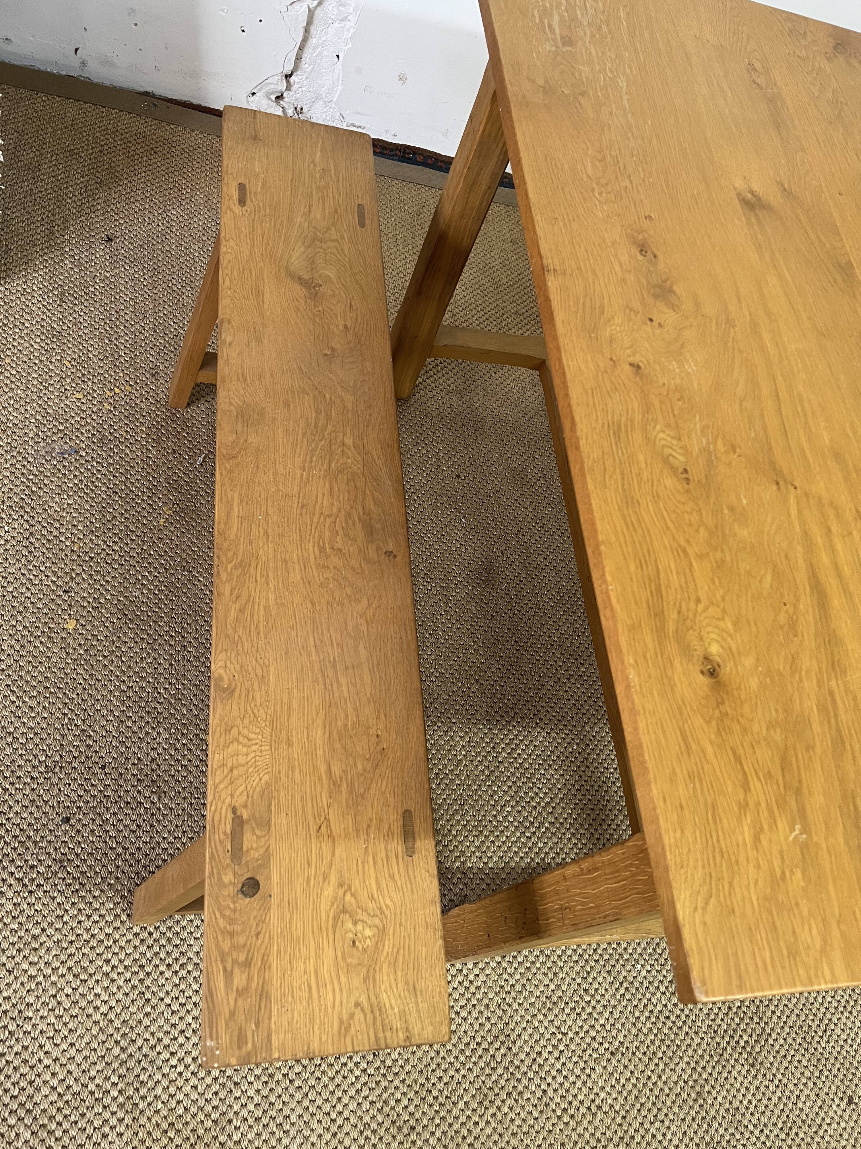 Solid oak farm table and benches