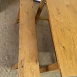 Solid oak farm table and benches
