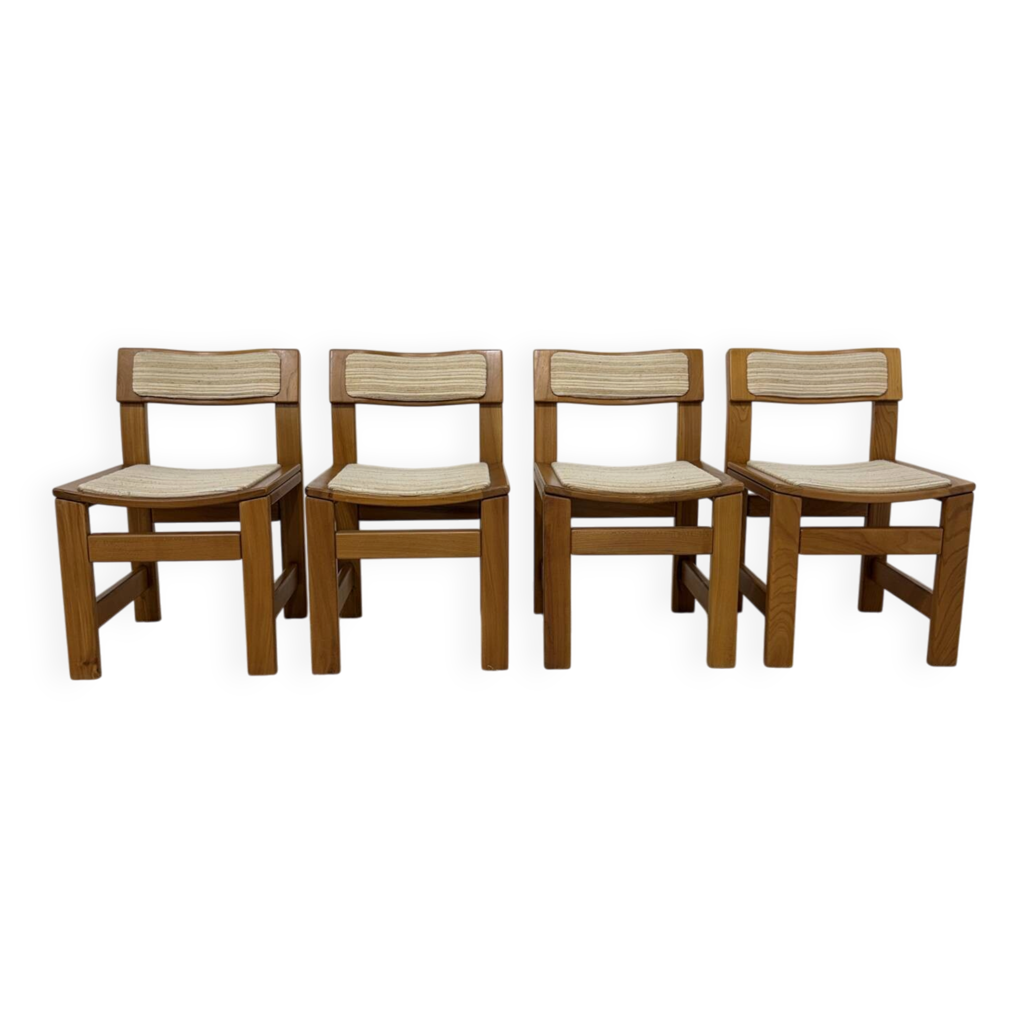 4 chaises en orme massif années 70