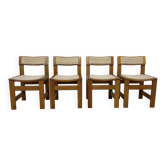 4 chaises en orme massif années 70