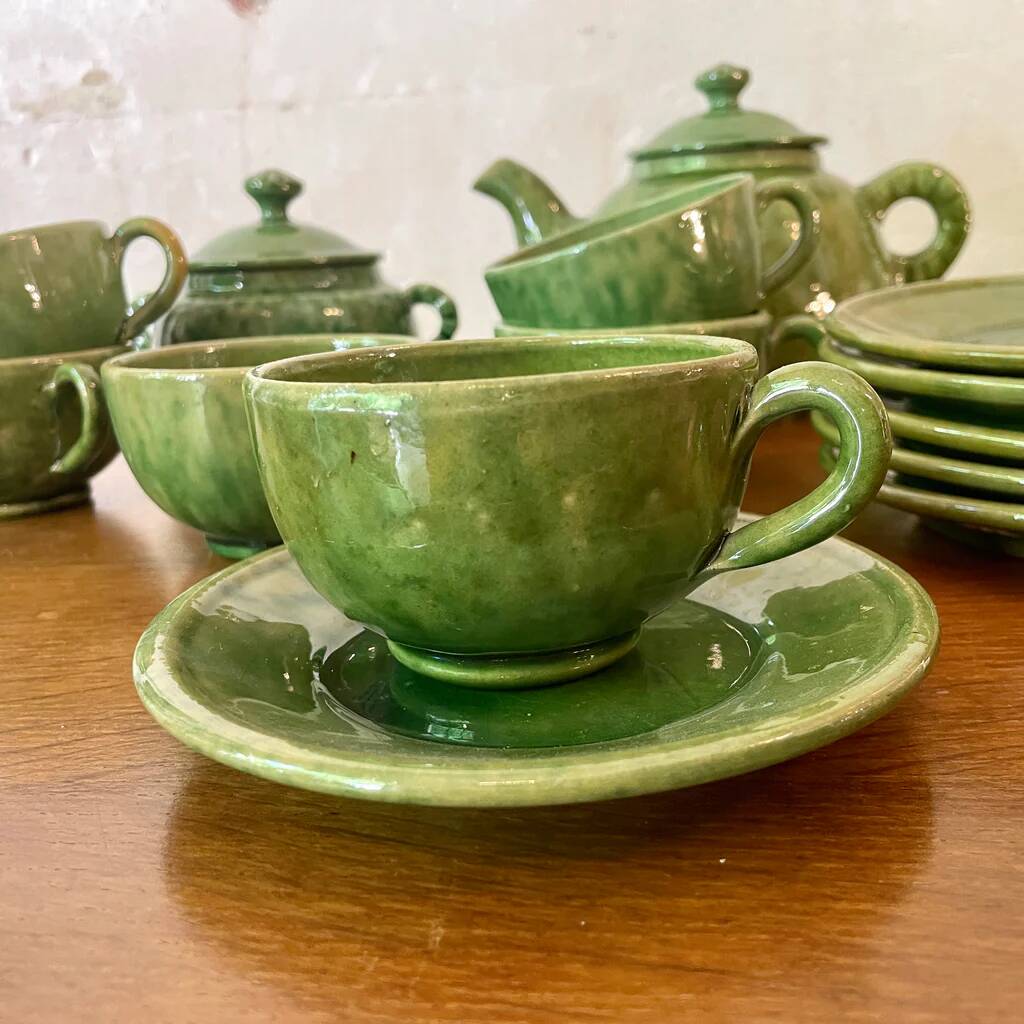 Biot glazed ceramic coffee or tea service from the 1960s