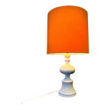 Midcentury Ceramic Danish Table lamp with Orange Shade, 1970s. Denmark