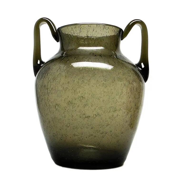 Postmodern vase, olive antico glass, designed by Z. Horbowy, Poland, 1970s