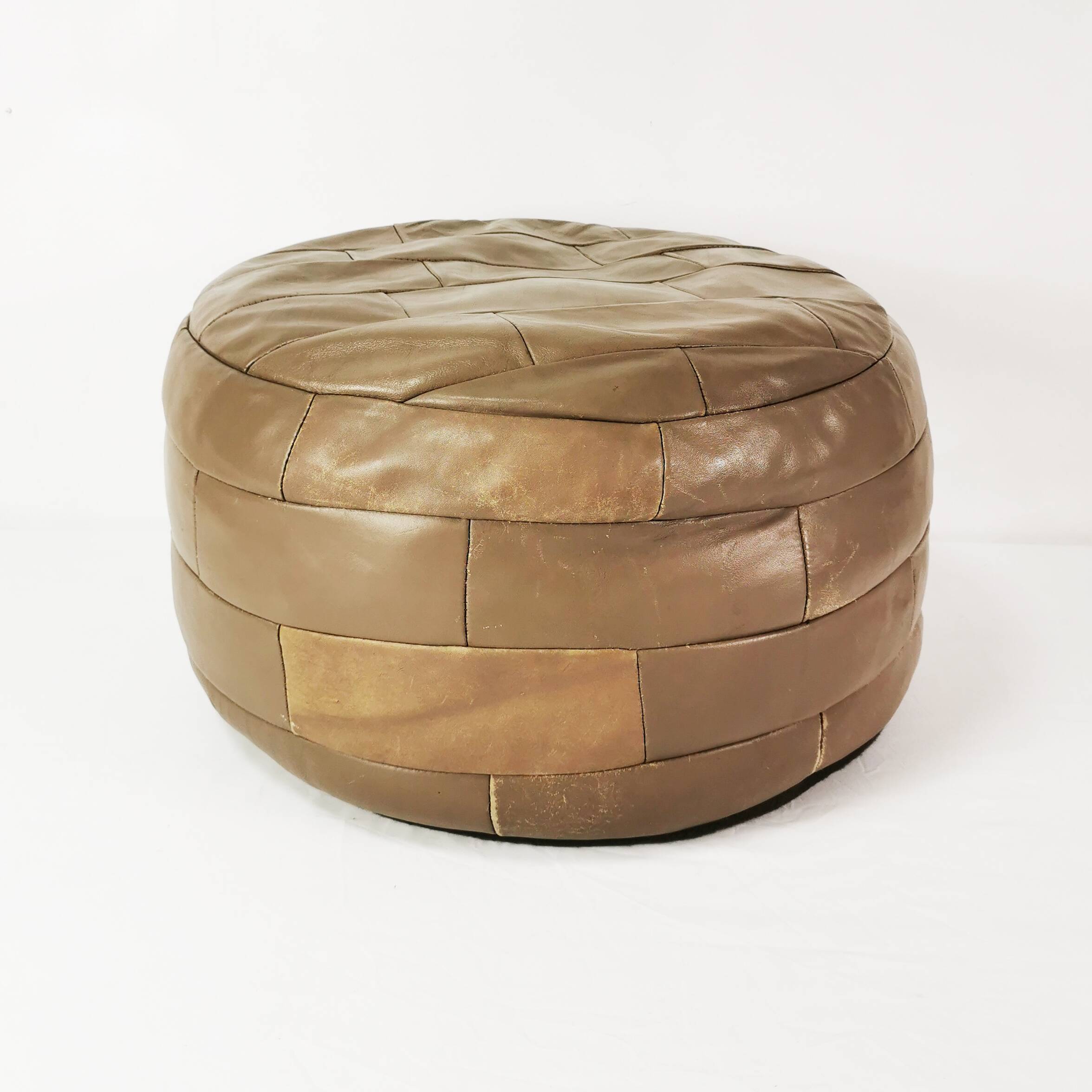 Patchwork leather pouf, Germany 1970s