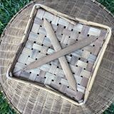 Large flat rattan basket