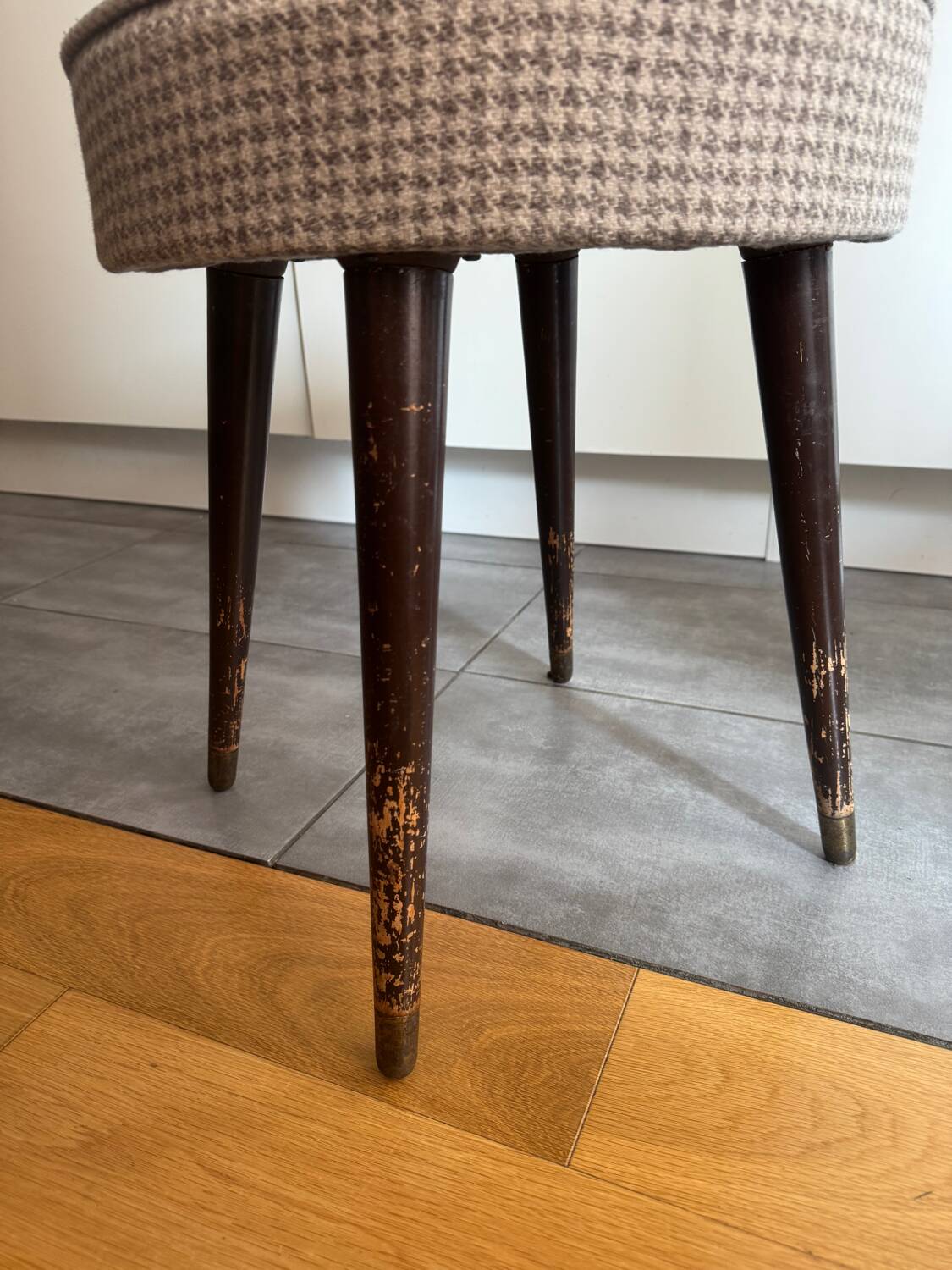 Wooden and wool stool