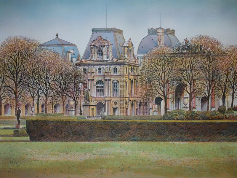 Rolf rafflewski: the louvre museum, original signed lithograph