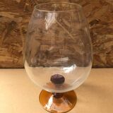Ancien vase sur pied empoli verre pied orange vintage