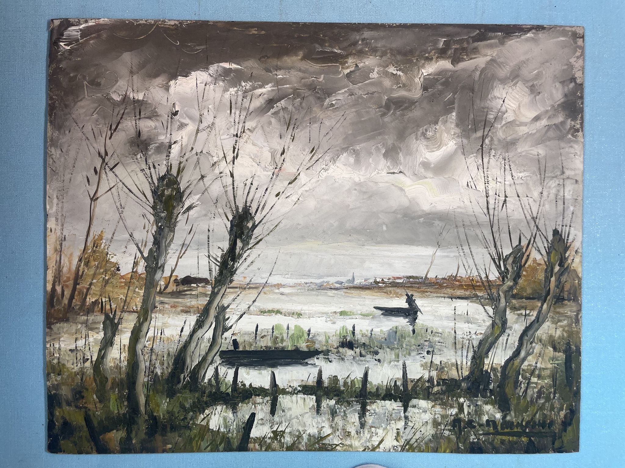 Oil painting on sorel by André Charles Naulau