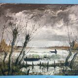 Oil painting on sorel by André Charles Naulau